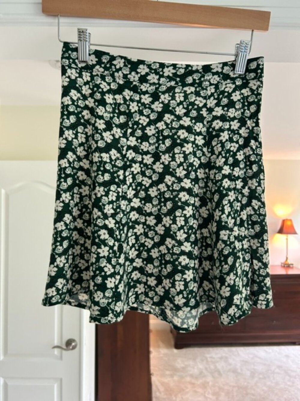 Reformation Dark Green Floral Mini Skirt – Size 0
